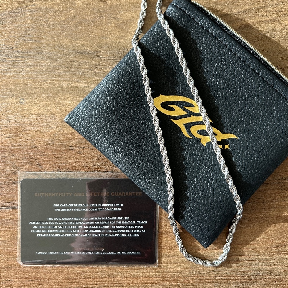 GLD 4mm 18k white gold rope chain